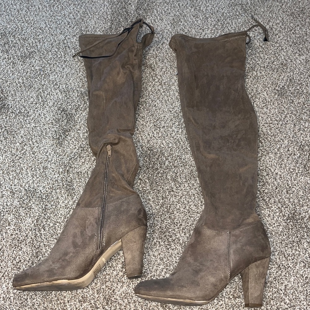CALL IT SPRING knee high boots/ heels . Taupe/ Dark tan/ grey color Size 10
